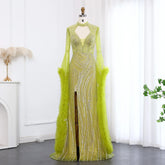 Halter Neck Mermaid Evening Dress with Cape Sleeves